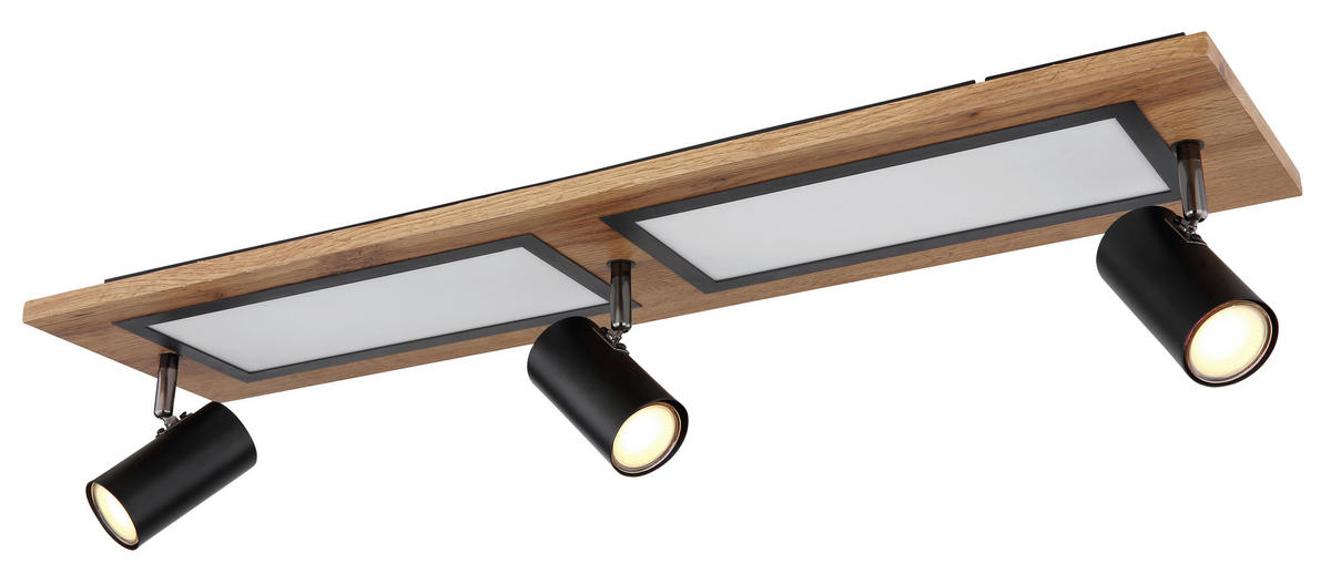 LED SVJETILJKA STROPNA  - prirodne boje/crna, Design, drvni materijal/metal (80/20/18cm) - Globo