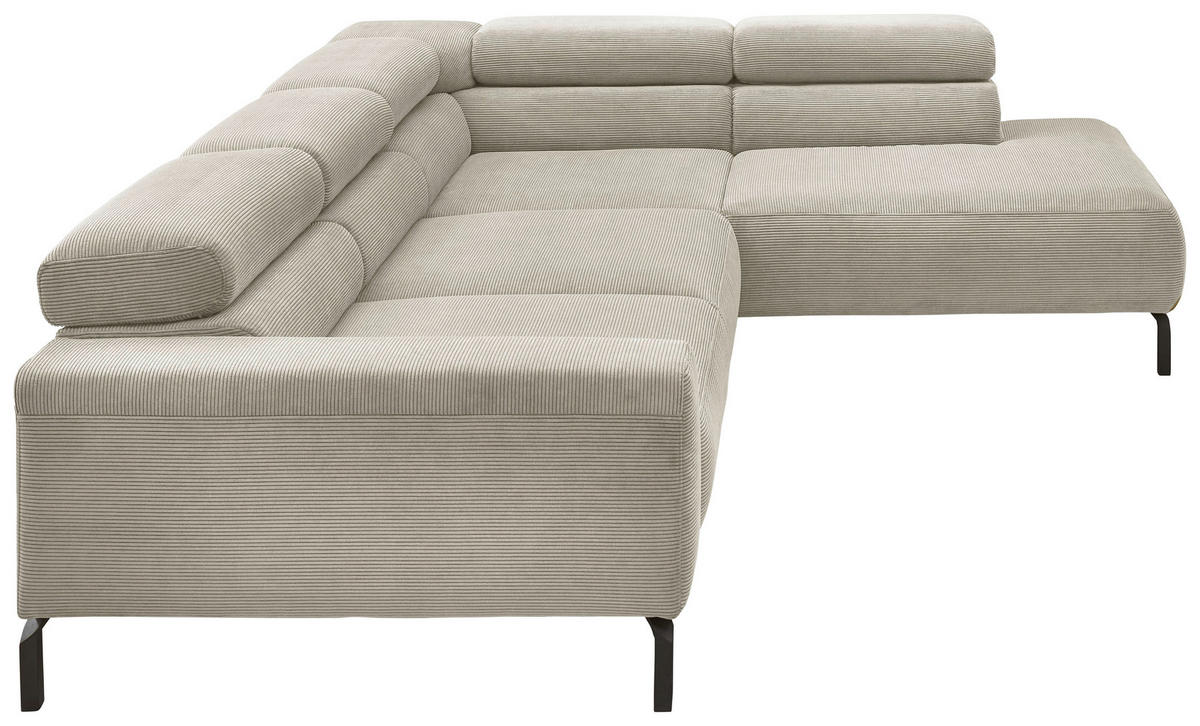 ECKSOFA in Feincord Sandfarben  - Sandfarben/Schwarz, Design, Textil/Metall (273/219cm) - Pure Home Comfort