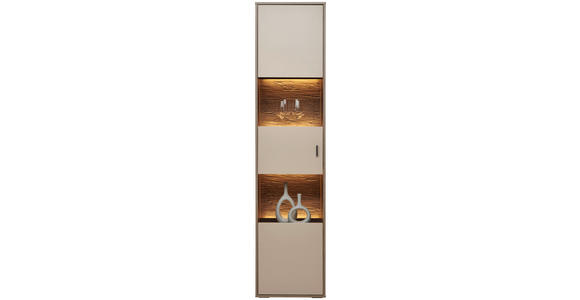 VITRINE in Eichefarben, Hellgrau - Eichefarben/Anthrazit, MODERN, Glas/Holzwerkstoff (49/206/37cm) - Carryhome