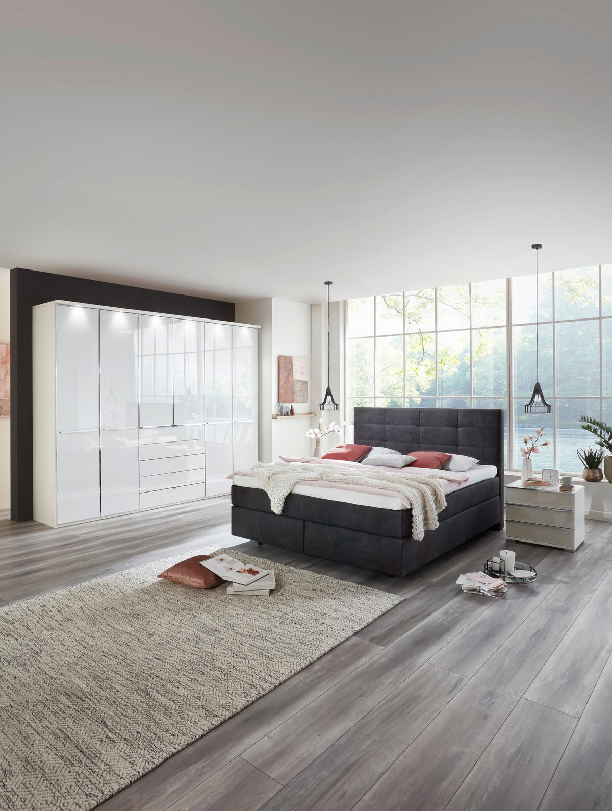 BOXSPRINGBETT 200/200 cm  in Schlammfarben  - Chromfarben/Schlammfarben, Konventionell, Kunststoff/Textil (200/200cm) - Voleo