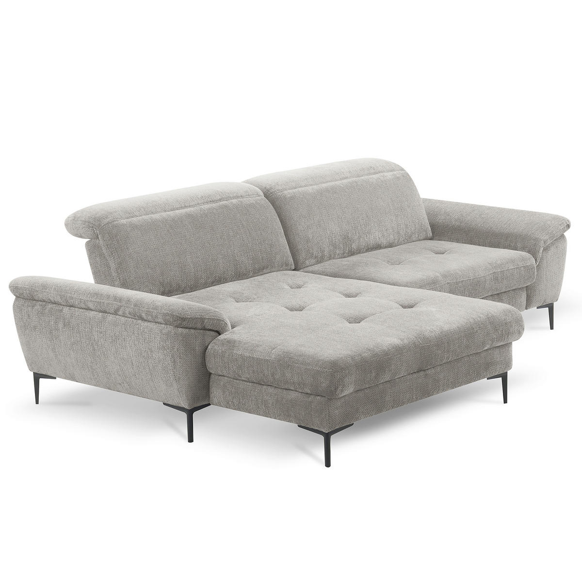ECKSOFA  Webstoff Grau  - Schwarz/Grau, Design, Textil/Metall (195/268cm) - Livetastic
