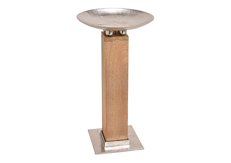 DEKOSÄULE  - Silberfarben/Braun, KONVENTIONELL, Holz/Metall (41/75/41cm) - X-Mas