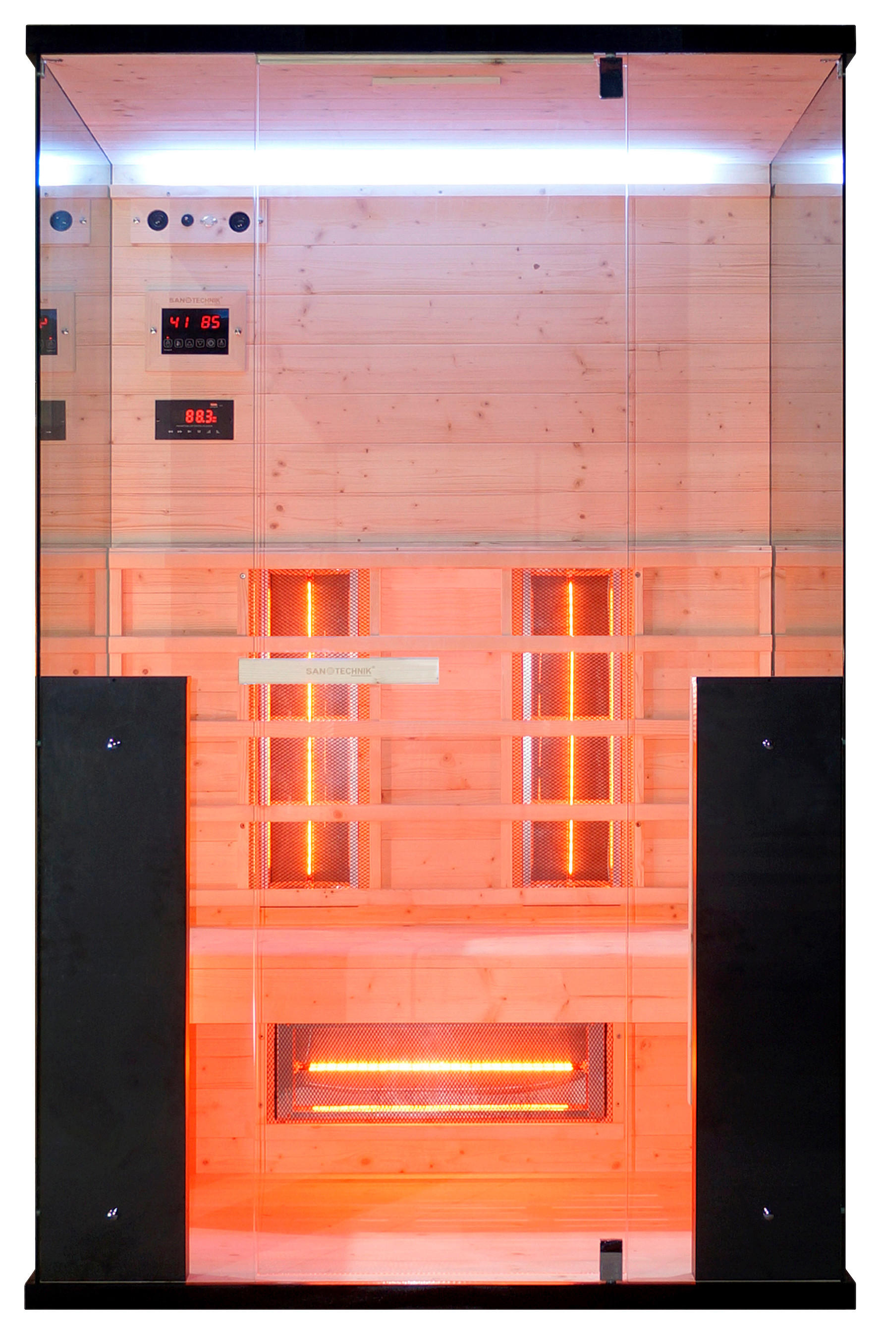 INFRAROTKABINE für 2 Personen  - Schwarz, KONVENTIONELL, Holz (125/190/100cm) - Sanotechnik