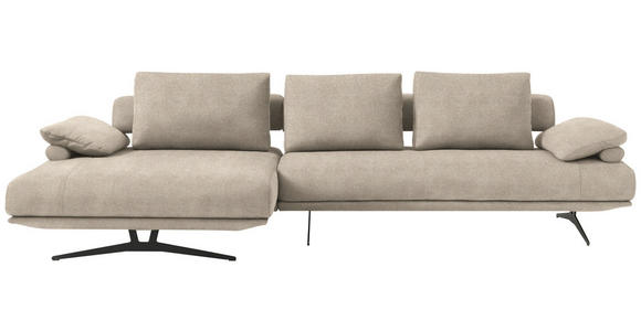 ECKSOFA  in Chenille Beige  334/168 cm  - Beige/Schwarz, Design, Textil/Metall (334/168cm) - Dieter Knoll
