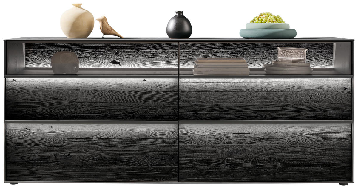SIDEBOARD Anthrazit  190/80/44 cm  - Anthrazit/Schwarz, Design, Glas/Holz (190/80/44cm) - Johann Jakob