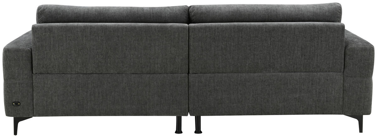 ECKSOFA Dunkelgrau Mikrofaser  - Dunkelgrau/Schwarz, MODERN, Textil/Metall (165/246cm) - MID.YOU