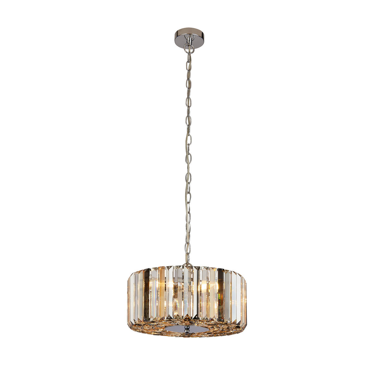 HÄNGELEUCHTE 35/136 cm  - Chromfarben/Bernsteinfarben, KONVENTIONELL, Glas/Metall (35/136cm)