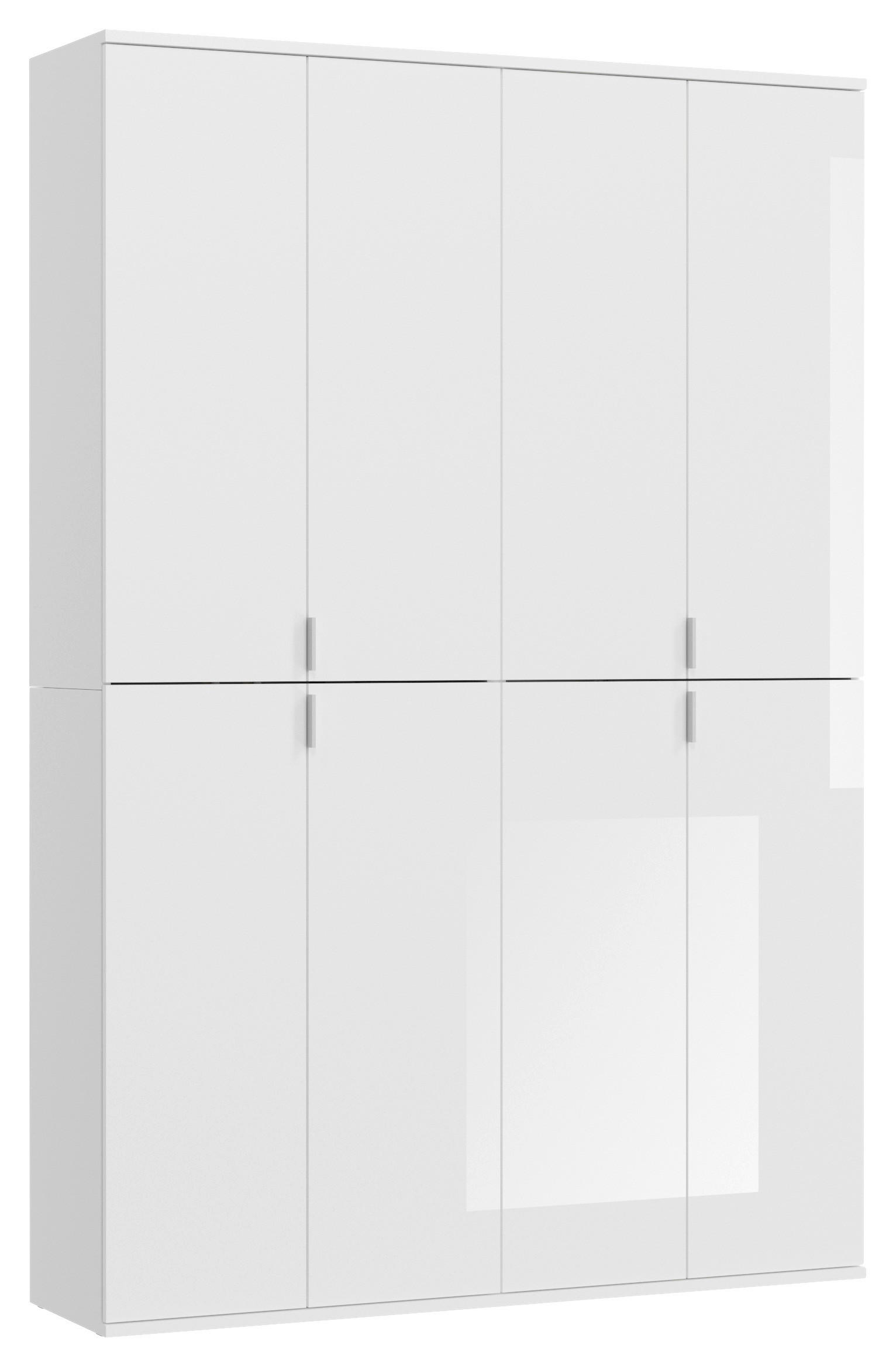 DREHTÜRENSCHRANK 8-türig Weiß  - Chromfarben/Weiß Hochglanz, MODERN, Holzwerkstoff/Metall (122/193/34cm) - MID.YOU
