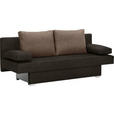 SCHLAFSOFA Webstoff Braun, Dunkelbraun  - Dunkelbraun/Alufarben, Design, Kunststoff/Textil (190/74-86/80cm) - Carryhome