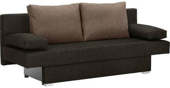 SCHLAFSOFA Webstoff Braun, Dunkelbraun  - Dunkelbraun/Alufarben, Design, Kunststoff/Textil (190/74-86/80cm) - Carryhome