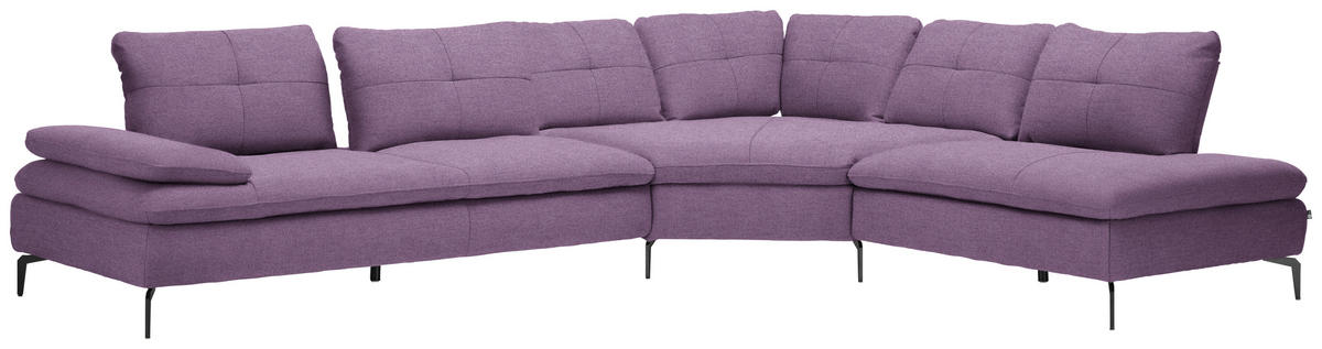ECKSOFA in Flachgewebe Lila  - Lila/Schwarz, Design, Textil/Metall (344/271cm) - Chilliano
