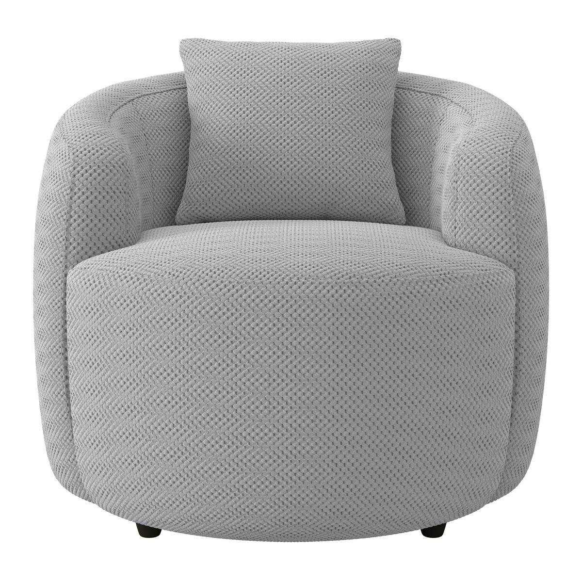 SESSEL in Velours, Struktur Hellgrau  - Hellgrau/Schwarz, MODERN, Kunststoff/Textil (81/74/81cm) - Livetastic