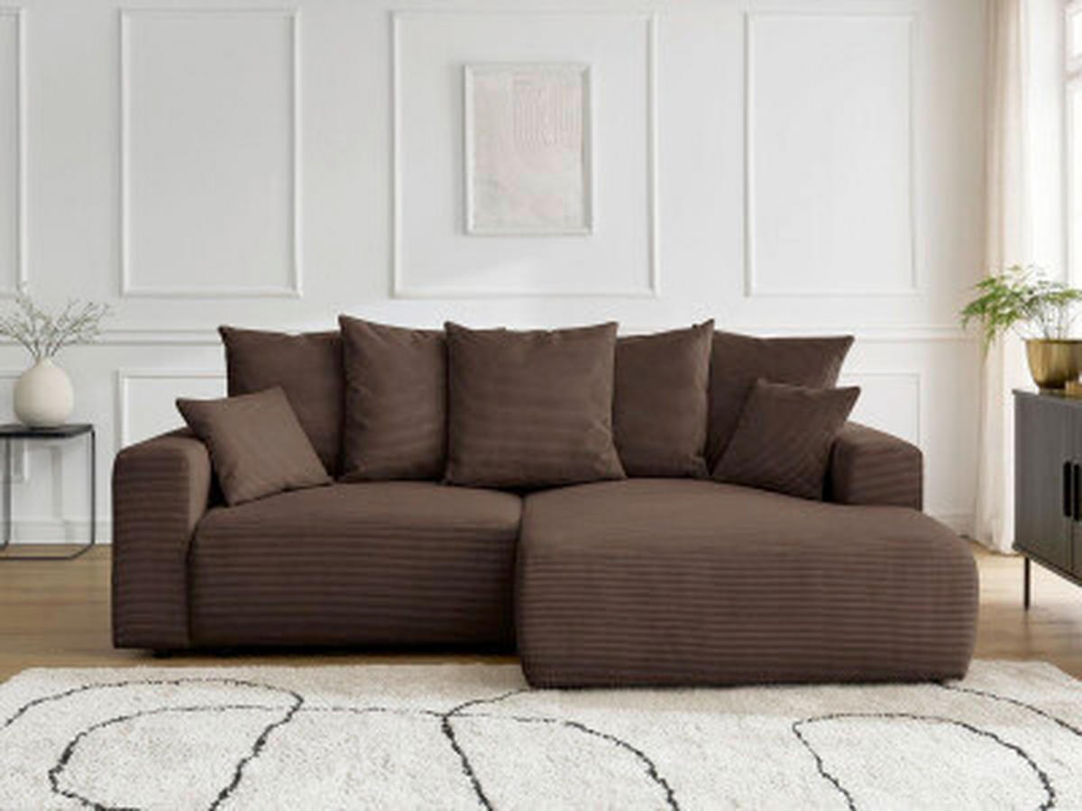 ECKSOFA Ottomane rechts  ATILLA Taupe Cord  - Taupe/Schwarz, MODERN, Kunststoff/Textil (244/149cm)