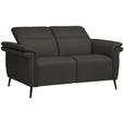 2-SITZER-SOFA  in Echtleder Mokka   - Schwarz/Mokka, Design, Leder/Metall (162/79/104cm) - Belluti