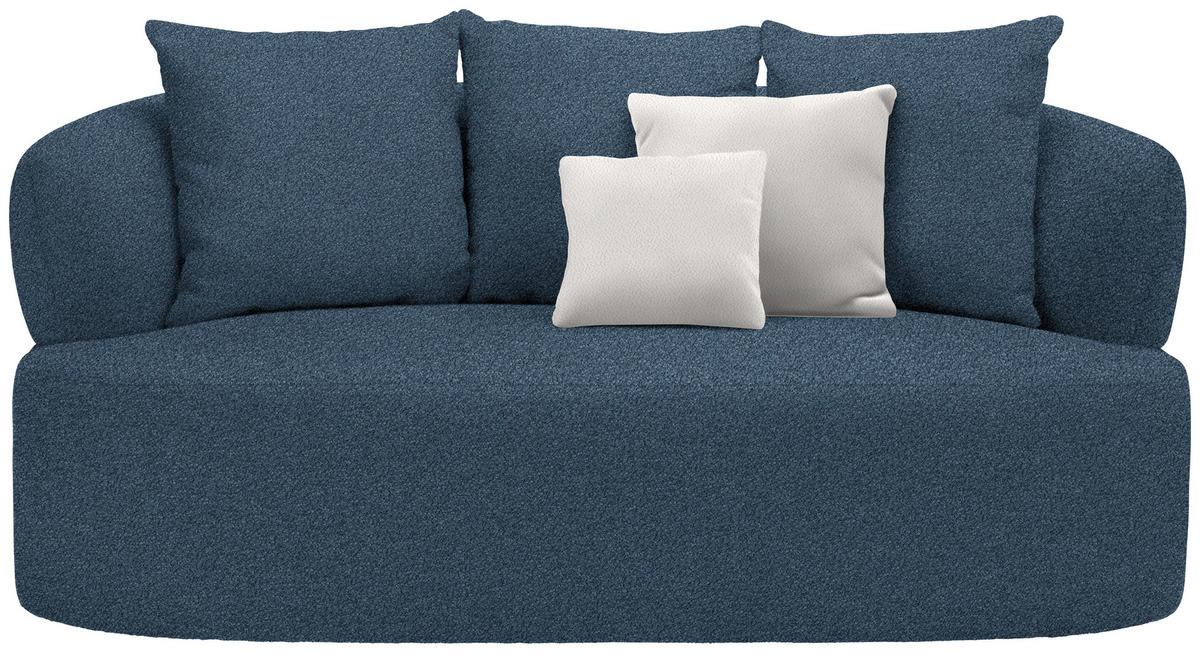 2-SITZER-SOFA in Plüsch Dunkelblau  - Creme/Schwarz, MODERN, Kunststoff/Textil (177/86/105cm) - Hom`in