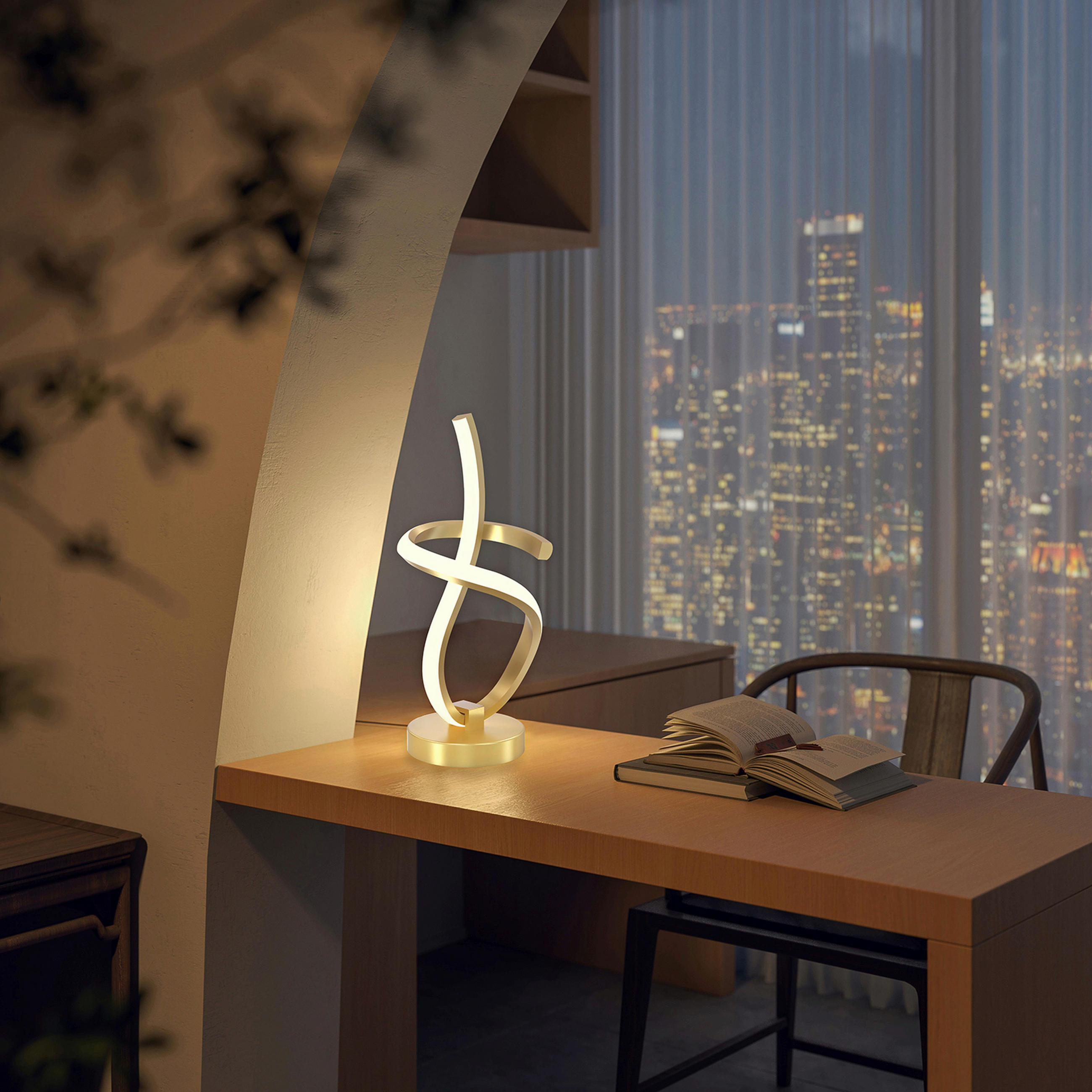 LED-TISCHLEUCHTE KIRA 12,5/28 cm   - Beige/Goldfarben, Design, Kunststoff/Metall (12,5/28cm)