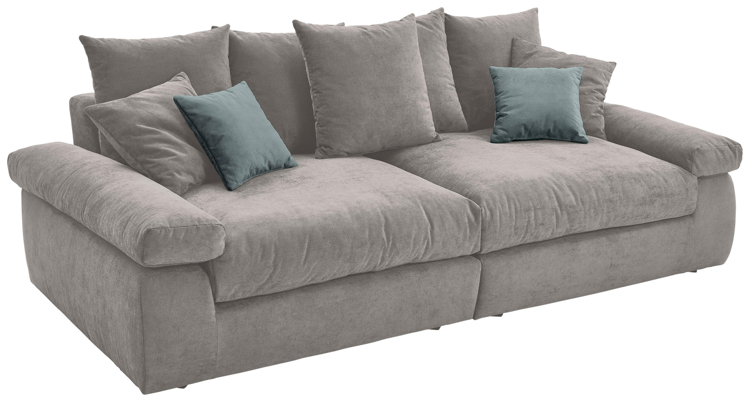 BIGSOFA Feincord Greige, Blaugrau  - Greige/Blaugrau, Design, Kunststoff/Textil (260/90/140cm) - Carryhome