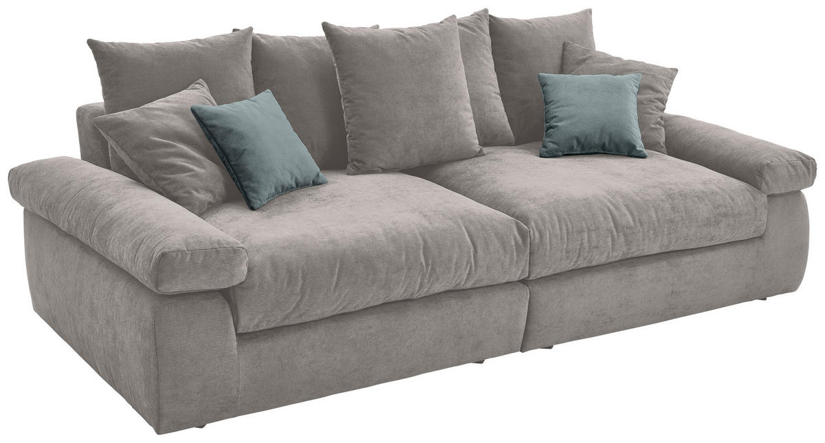 BIGSOFA Feincord Greige, Blaugrau  - Greige/Blaugrau, Design, Kunststoff/Textil (260/90/140cm) - Carryhome