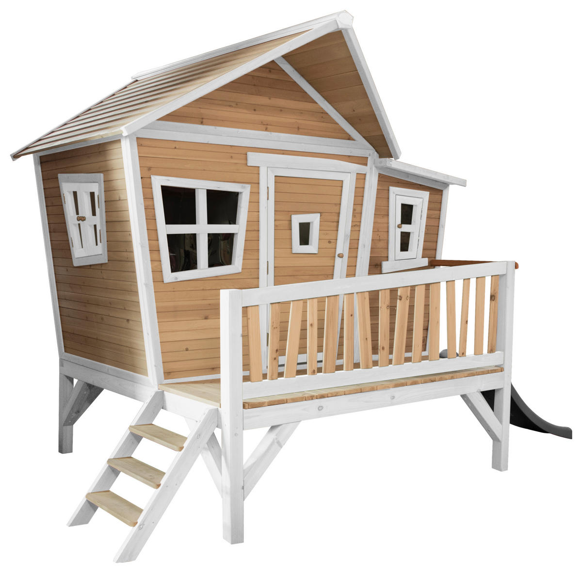 SPIELHAUS 123/12,8/152 cm  - Braun/Weiß, KONVENTIONELL, Holz/Kunststoff (123/12,8/152cm) - Ambia Garden