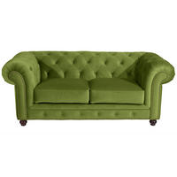 CHESTERFIELD-SOFA Orleans in Samt, Velours Olivgrün  - Nussbaumfarben/Olivgrün, Design, Holz/Textil (196/77/100cm) - Max Winzer