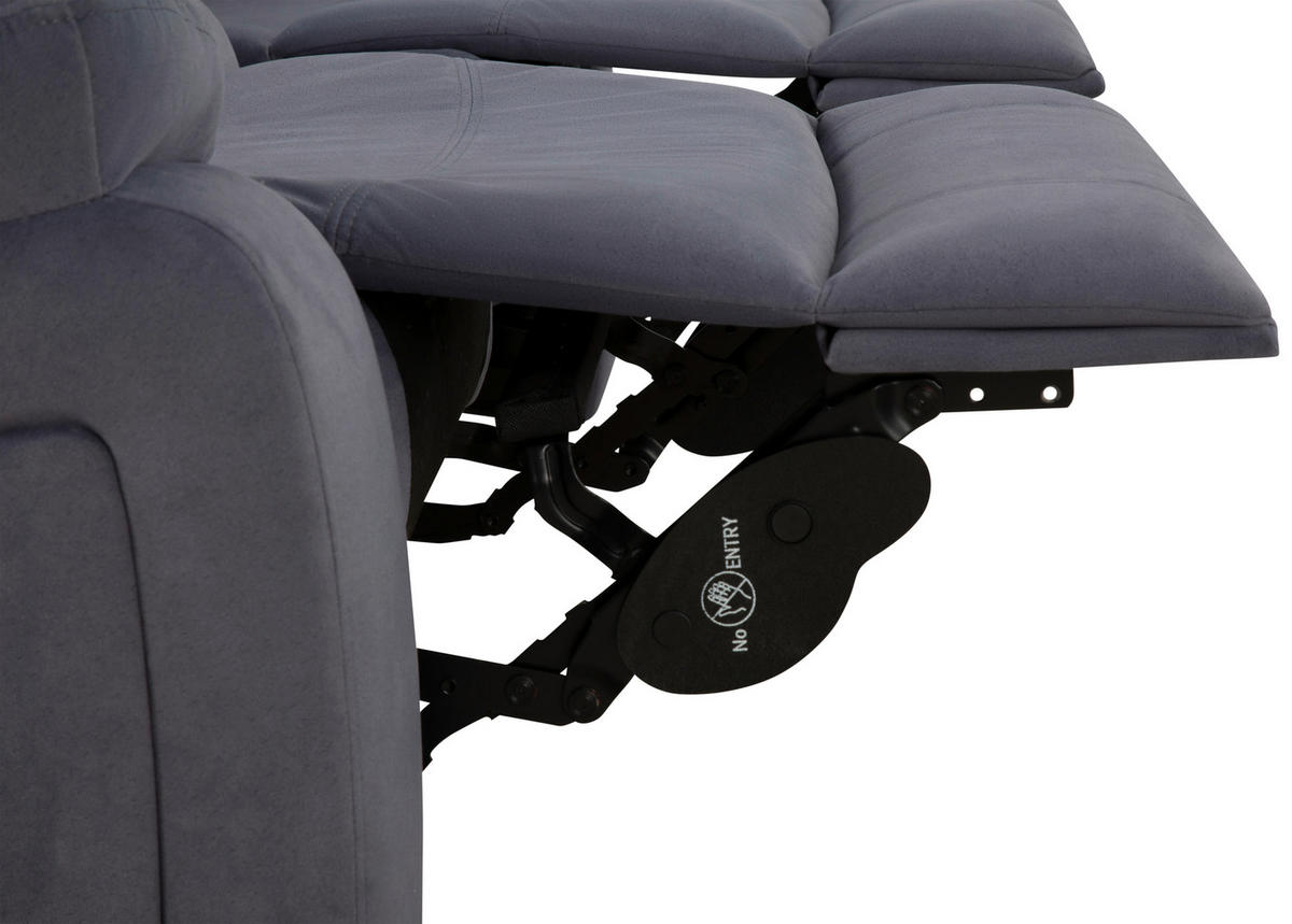 HEIMKINO-SOFA Velours Grau  - Grau, KONVENTIONELL, Textil/Metall (186/102/99cm) - MID.YOU