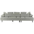 ECKSOFA in Mikrofaser Hellgrau  171/282 cm  - Hellgrau/Schwarz, Design, Textil/Metall (171/282cm) - Hom`in
