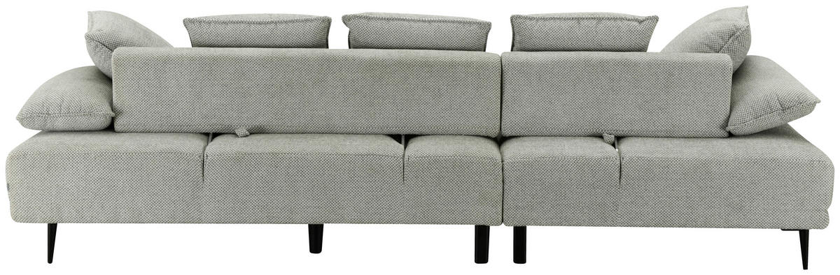 ECKSOFA Hellgrau Mikrofaser  - Hellgrau/Schwarz, Design, Textil/Metall (171/282cm) - Hom`in