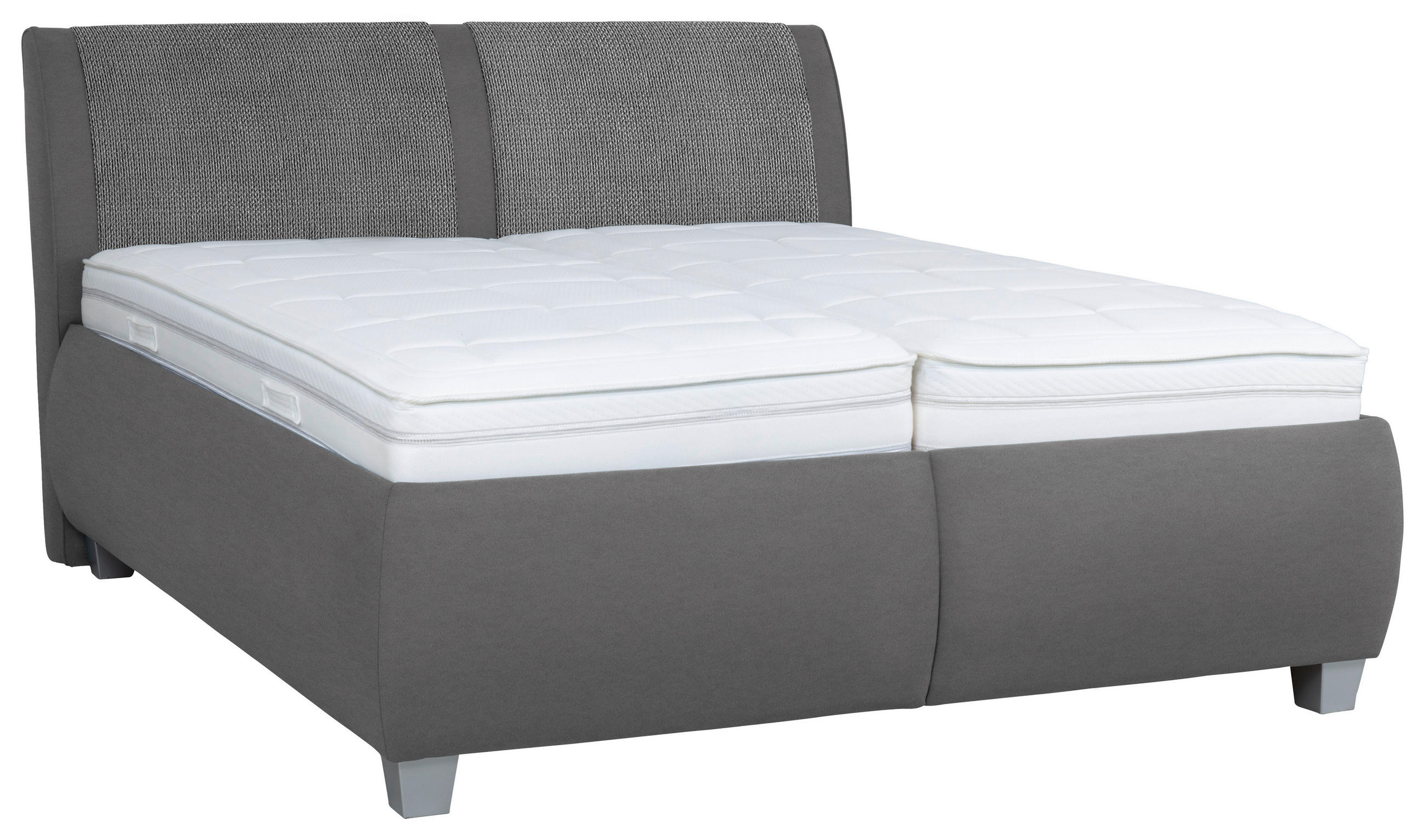 POLSTERBETT 160/200 cm  in Grau  - Weiss/Silberfarben, Design, Holzwerkstoff/Kunststoff (160/200cm) - Beldomo - Sleep