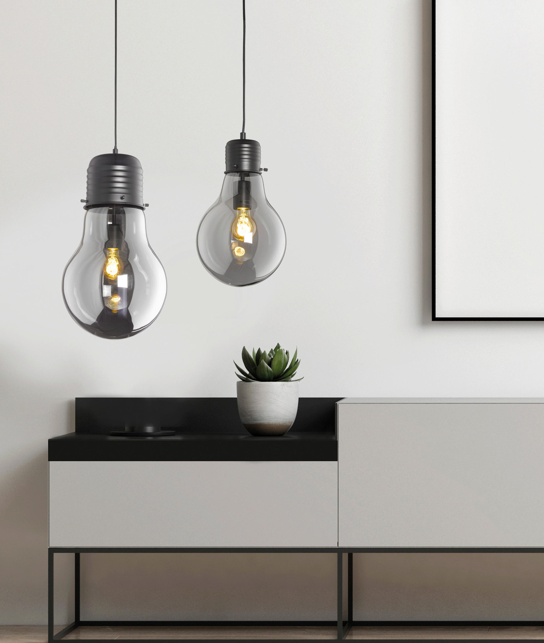 VISEČA SVETILKA  Louis      22/140 cm      E27 - črna, Basics, kovina/steklo (22/140cm)