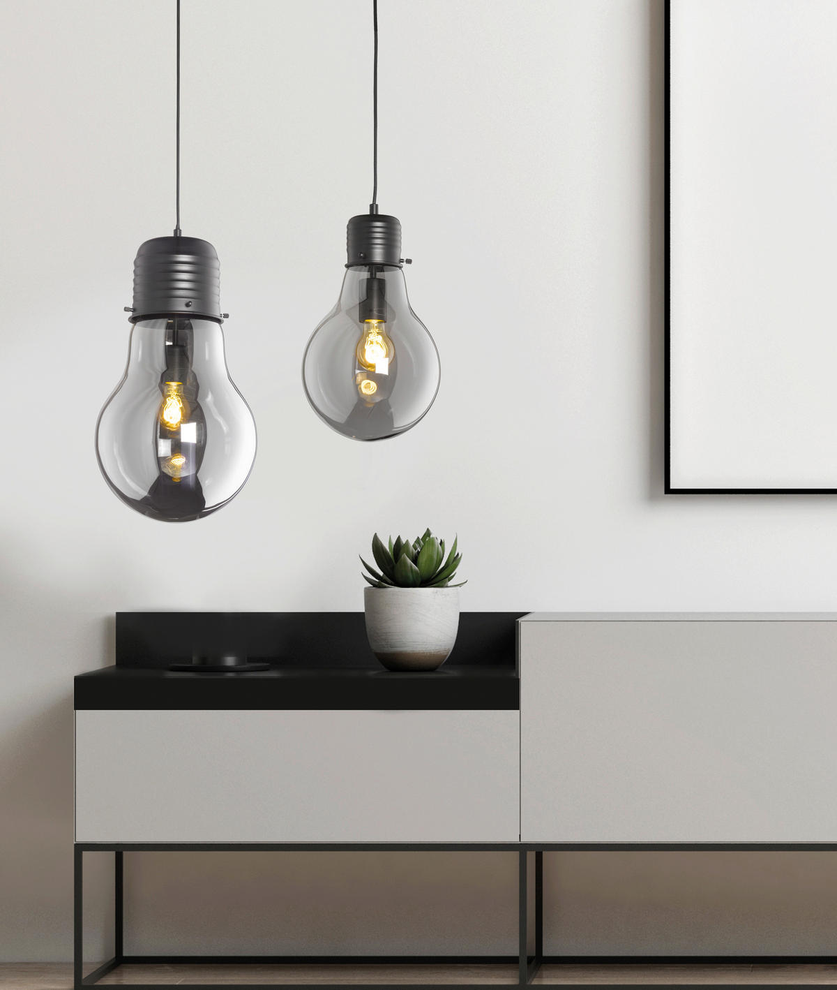 VISEČA SVETILKA  Louis      22/140 cm      E27 - črna, Basics, kovina/steklo (22/140cm)