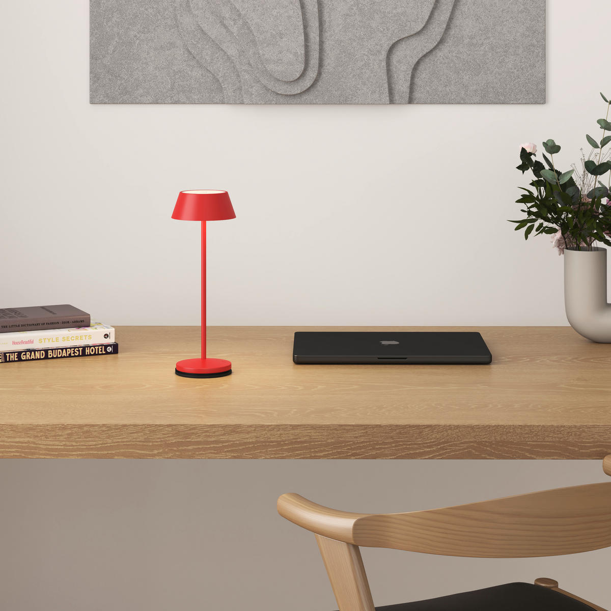 AKKU-TISCHLEUCHTE 11/30 cm  - Rot/Schwarz, Trend, Kunststoff/Metall (11/30cm) - Novel