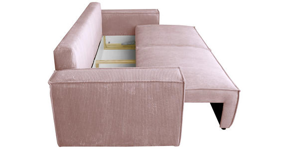 SCHLAFSOFA mit Liegefunktion, Schlafen auf Sitzhöhe, Rücken echt Cord Altrosa - Schwarz/Altrosa, KONVENTIONELL, Kunststoff/Textil (240/89/100cm) - Carryhome