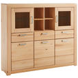 HIGHBOARD  in 160/136/40 cm  - Buchefarben/Silberfarben, Natur, Glas/Holz (160/136/40cm) - Cantus