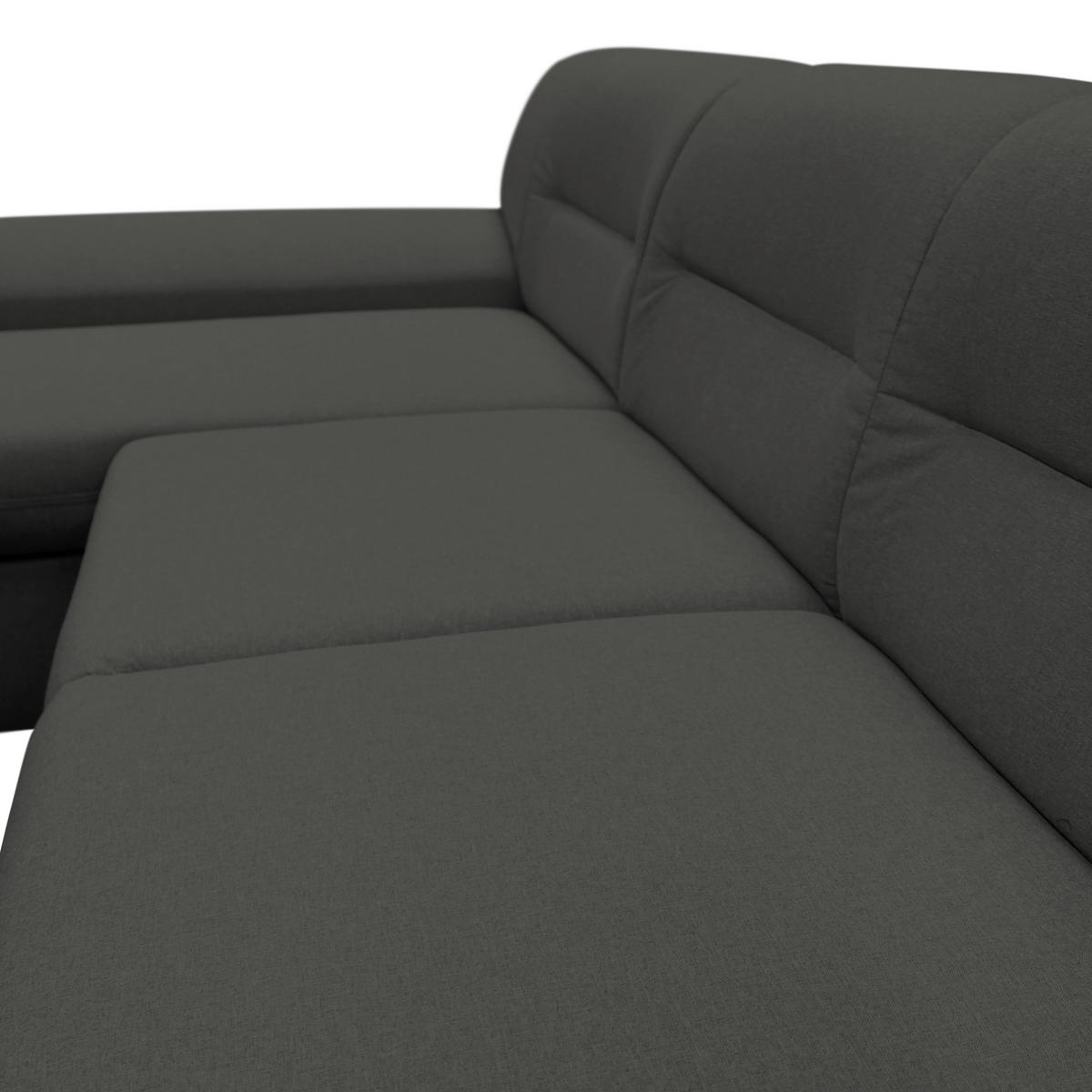 ECKSOFA Grau Flachgewebe  - Silberfarben/Grau, Design, Kunststoff/Textil (167/281cm) - MID.YOU