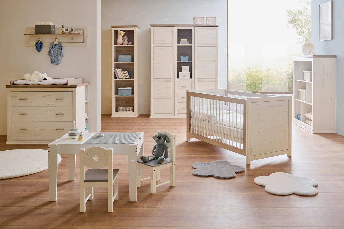 GITTERBETT CAMRON  145/76,50/80 cm   - Weiss/Grau, Natur, Holz/Holzwerkstoff (145/76,50/80cm) - My Baby Lou