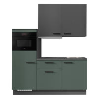 KÜCHENBLOCK 180 cm   in Graphitfarben, Dunkelgrün  - Dunkelgrün/Schieferfarben, Basics, Holzwerkstoff/Metall (180cm) - Impuls