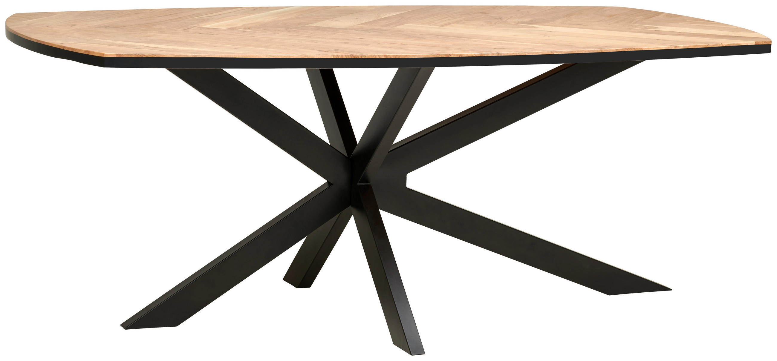 ESSTISCH in Holz, Metall  - Schwarz/Akaziefarben, MODERN, Holz/Metall (200/76/100cm) - Livetastic