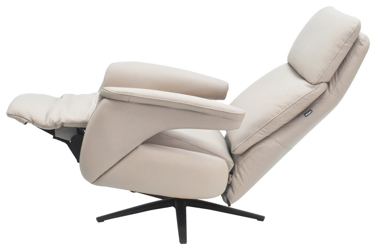 RELAXSESSEL Jessica beschichtet Kombination Echtleder/Lederlook    - Hellgrau/Schwarz, Design, Leder/Textil (74/100/89cm) - Cantus