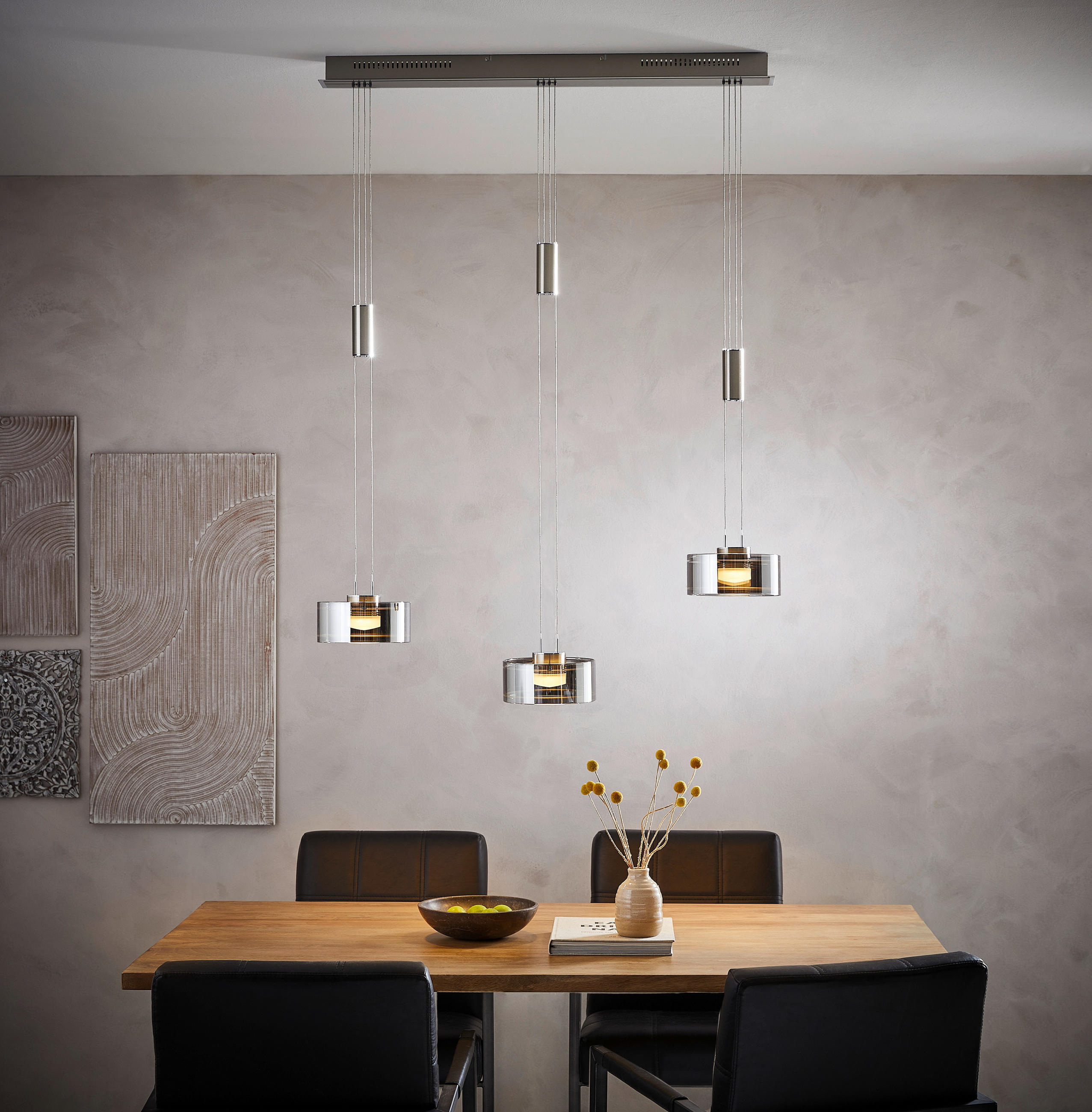 ZÁVĚSNÉ LED SVÍTIDLO, 95/20/100-160 cm - barvy chromu/barvy niklu, Design, kov/sklo (95/20/100-160cm)