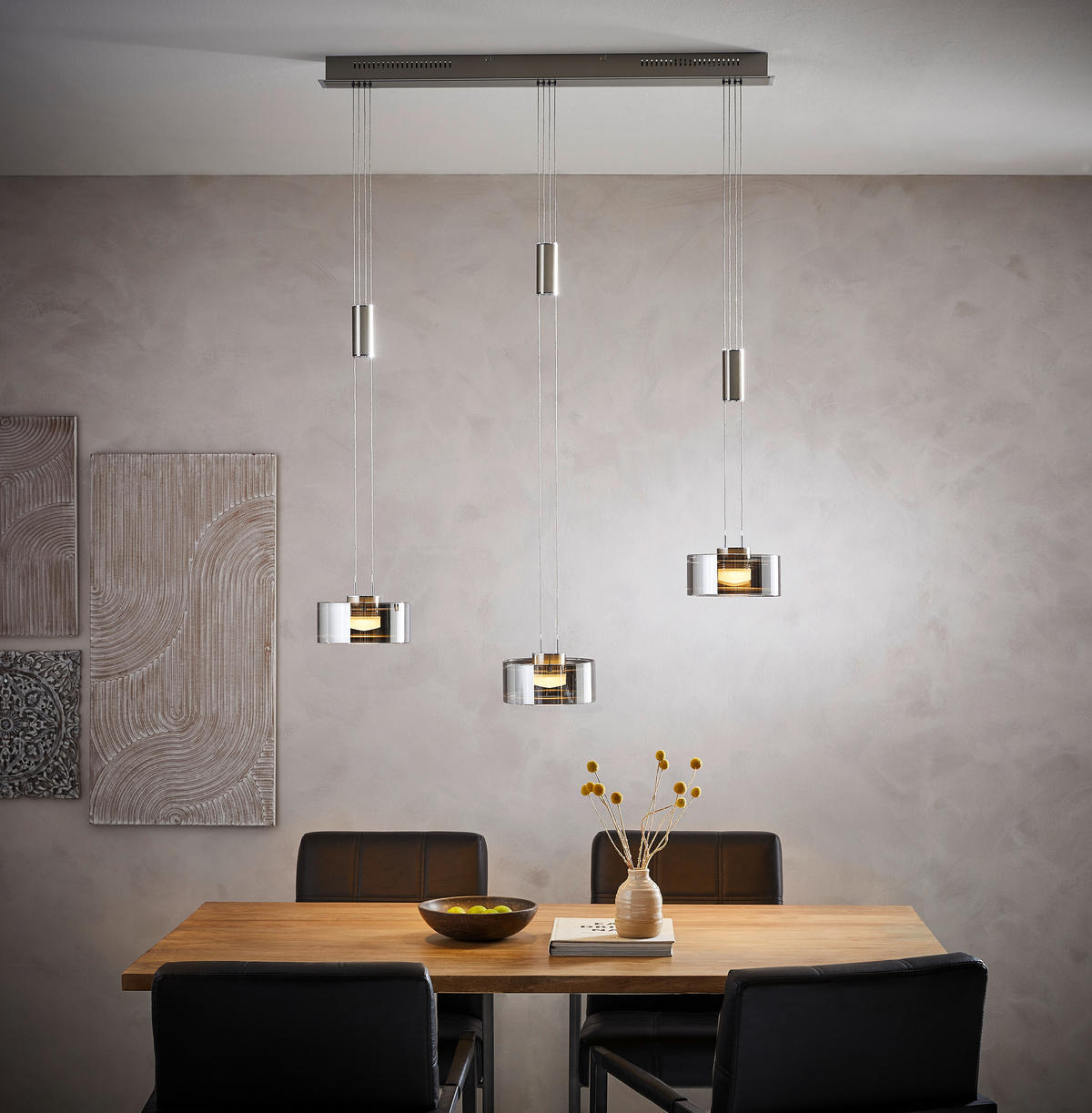 LED FÜGGŐLÁMPA 95/20/100-160 cm  - króm/nikkel, Design, Üveg/fém (95/20/100-160cm)