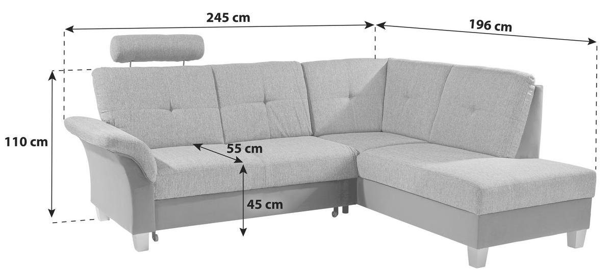 ECKSOFA in Webstoff Dunkelbraun, Beige  - Dunkelbraun/Beige, Konventionell, Holz/Textil (245/196cm) - Livetastic