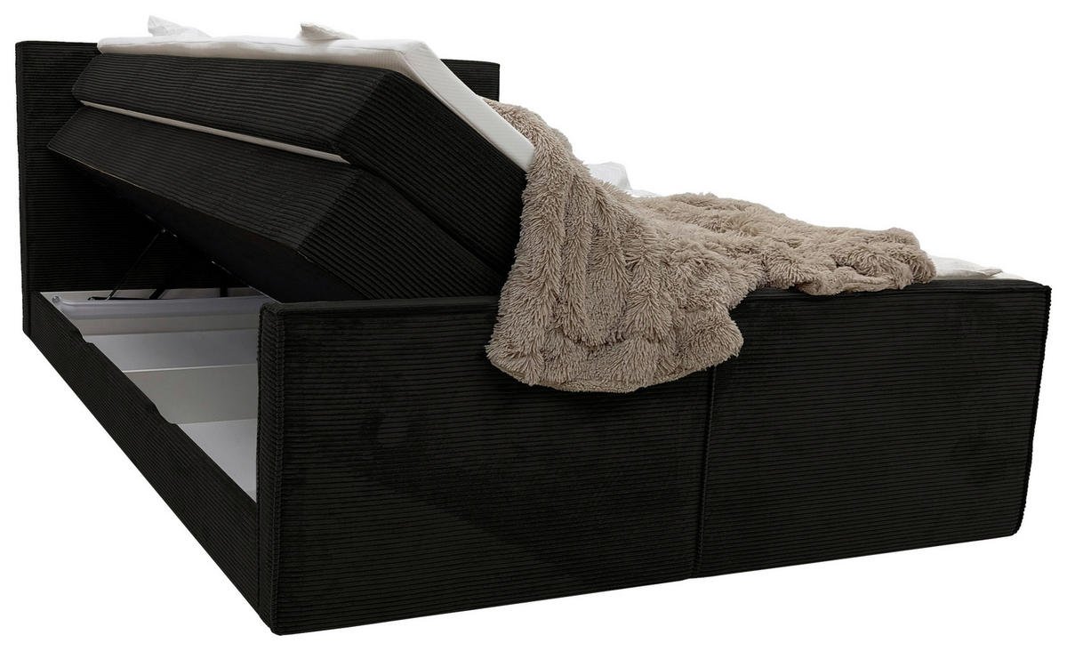 BOXSPRINGBETT 180/200 cm  in Schwarz  - Schwarz, MODERN, Textil (180/200cm) - Livetastic