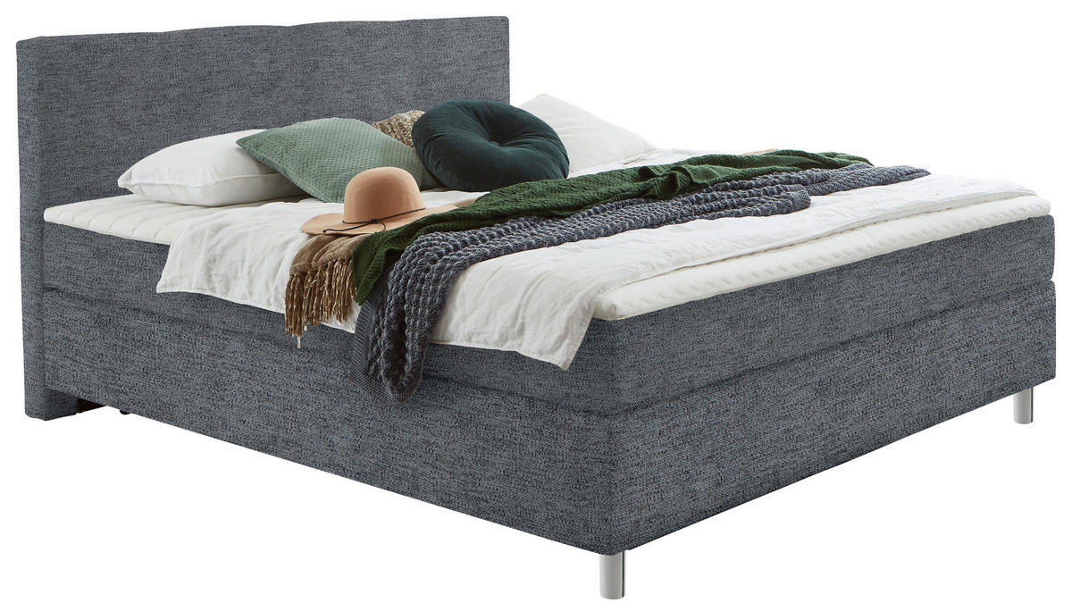 BOXSPRINGBETT 120/200 cm  in Dunkelgrau  - Chromfarben/Dunkelgrau, Konventionell, Kunststoff/Textil (120/200cm) - Hom`in