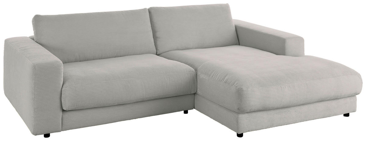 ECKSOFA in Cord Greige  - Greige/Schwarz, Design, Kunststoff/Textil (270/190cm) - Lomoco