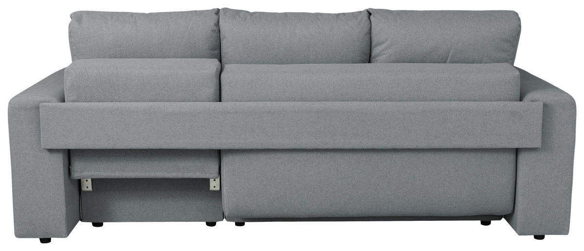 ECKSOFA in Struktur Grau  240/153 cm  - Chromfarben/Schwarz, Basics, Kunststoff/Textil (240/153cm) - P & B