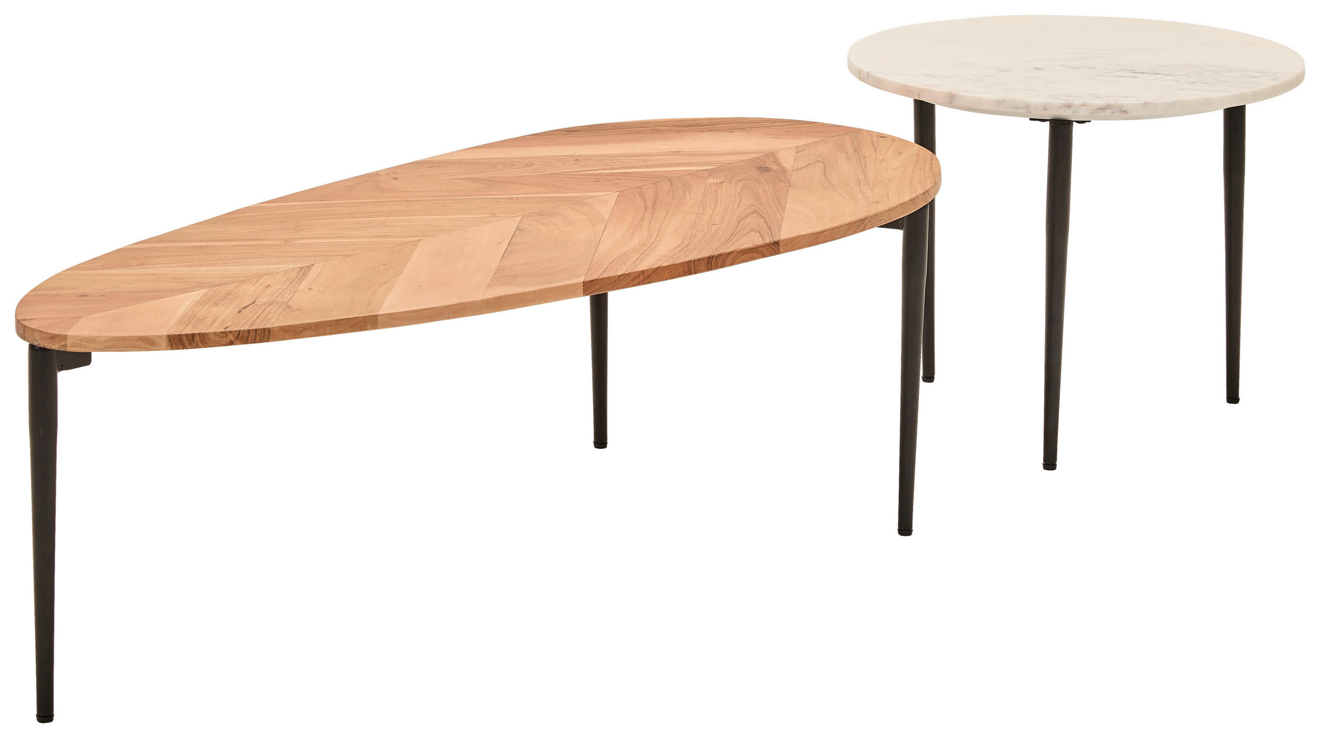 COUCHTISCH Akazie vollmassiv 110/35/50 cm Freiform Naturfarben, Schwarz  - Schwarz/Naturfarben, Design, Holz/Stein (110/35/50cm) - Livetastic