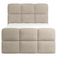 BOXBETT 120/200 cm,  in Taupe, gepolstertes Kopfteil, Bettkasten, Topper, H3 = fest  - Taupe/Schwarz, Design, Holzwerkstoff/Kunststoff (120/200cm) - Xora