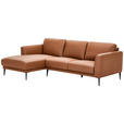 ECKSOFA Cognac Echtleder  - Cognac/Schwarz, MODERN, Leder/Metall (160/253cm) - Novel