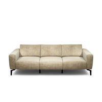 3-SITZER-SOFA in Samt Sandfarben  - Sandfarben/Schwarz, Design, Textil/Metall (250/86/86-94cm) - SENSOO