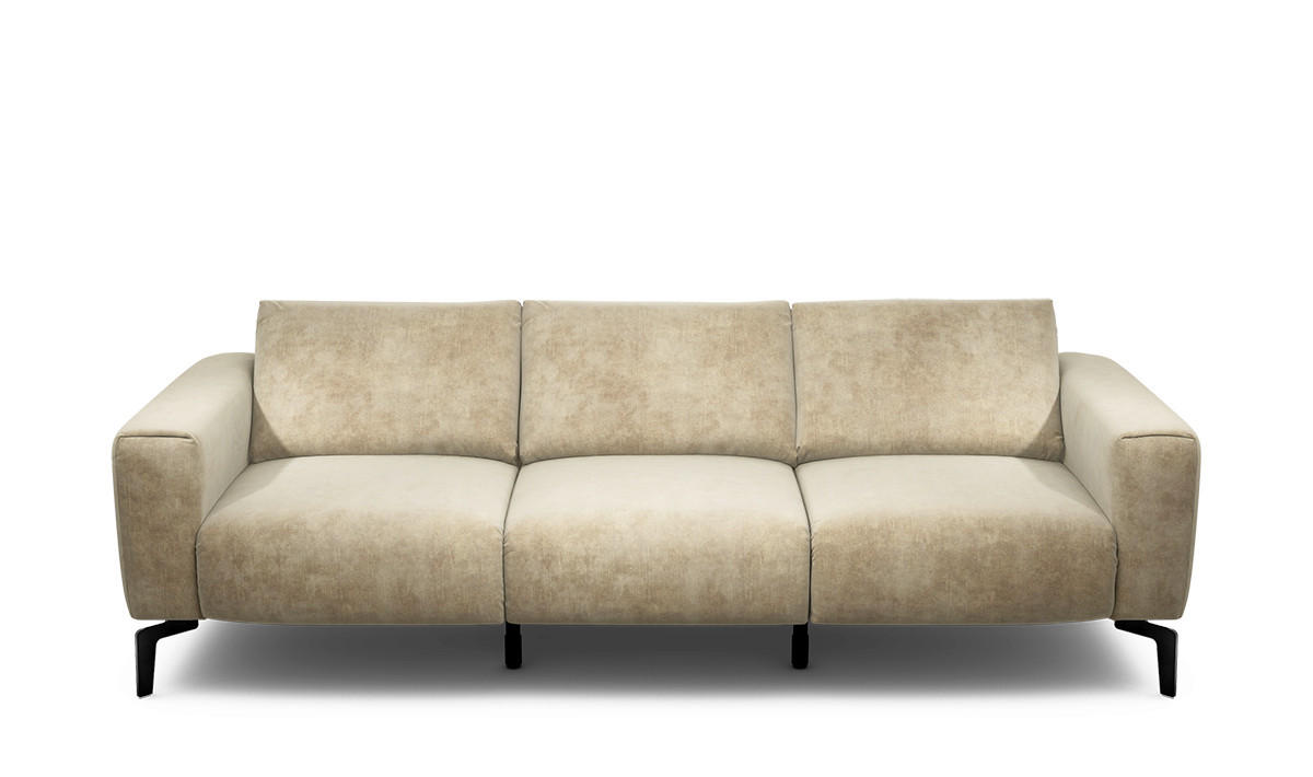 3-SITZER-SOFA in Samt Sandfarben  - Sandfarben/Schwarz, Design, Textil/Metall (250/86/86-94cm) - SENSOO